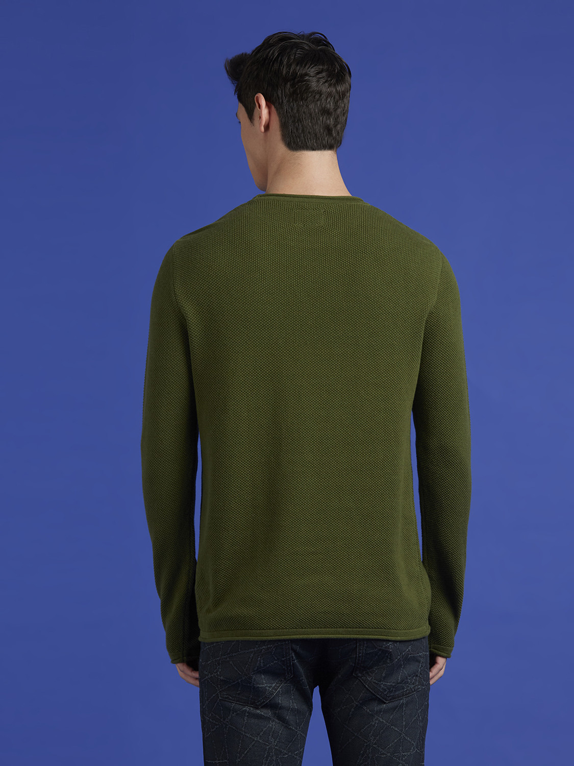 Image of Pepe Jeans Men Solid Crew Neck Green Sweater