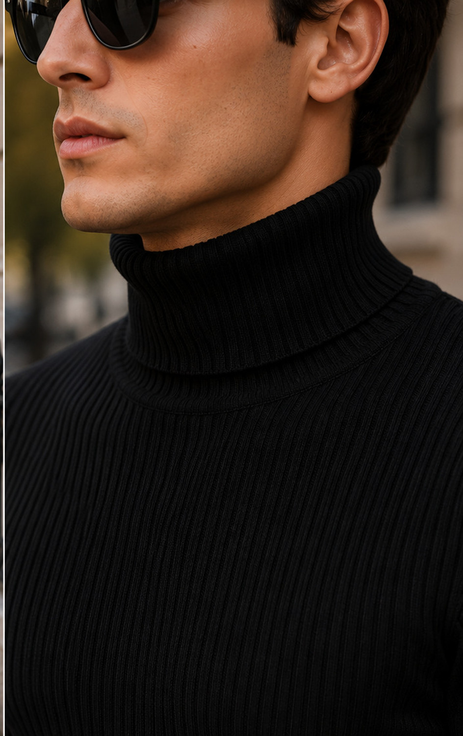 Image of LAWAIZAGARMENTS Men Self Design High Neck Black Sweater