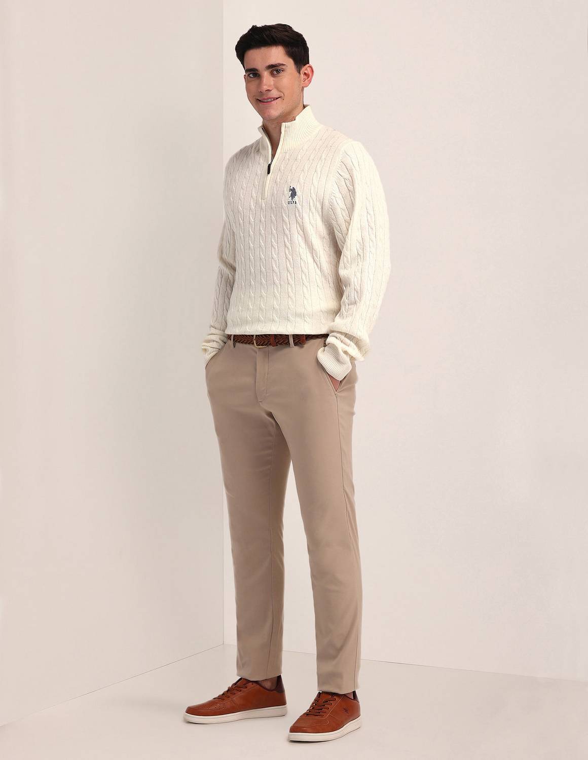 U.S. POLO ASSN. Men White High Neck Sweater - Image 3