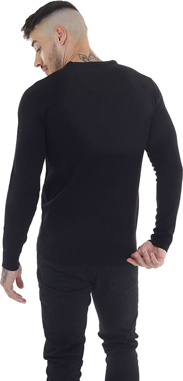 Brave Soul Solid V Neck Casual Men Black Sweater