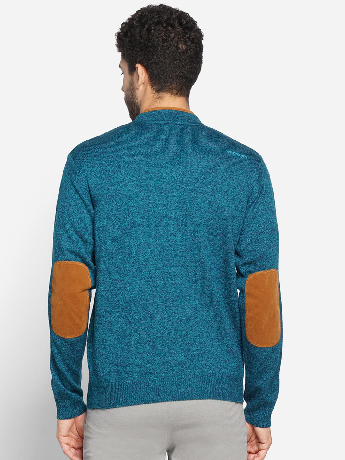 Image of Wildcraft Solid Crew Neck Casual Men Green Sweater