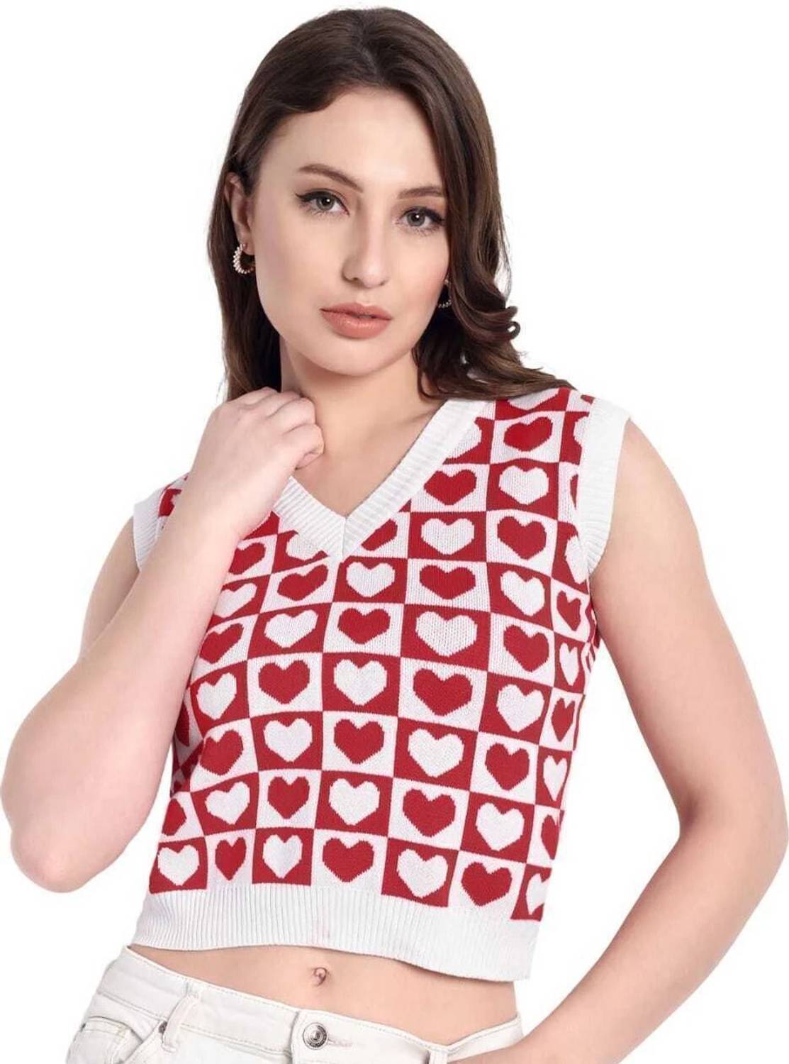 Aarnits Self Design V Neck Formal Women Multicolor Sweater
