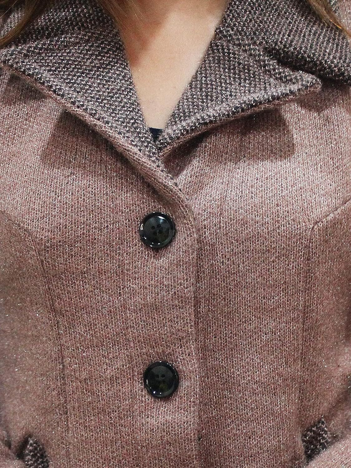 Image of Hautemoda Solid Collared Neck Casual Women Brown Sweater