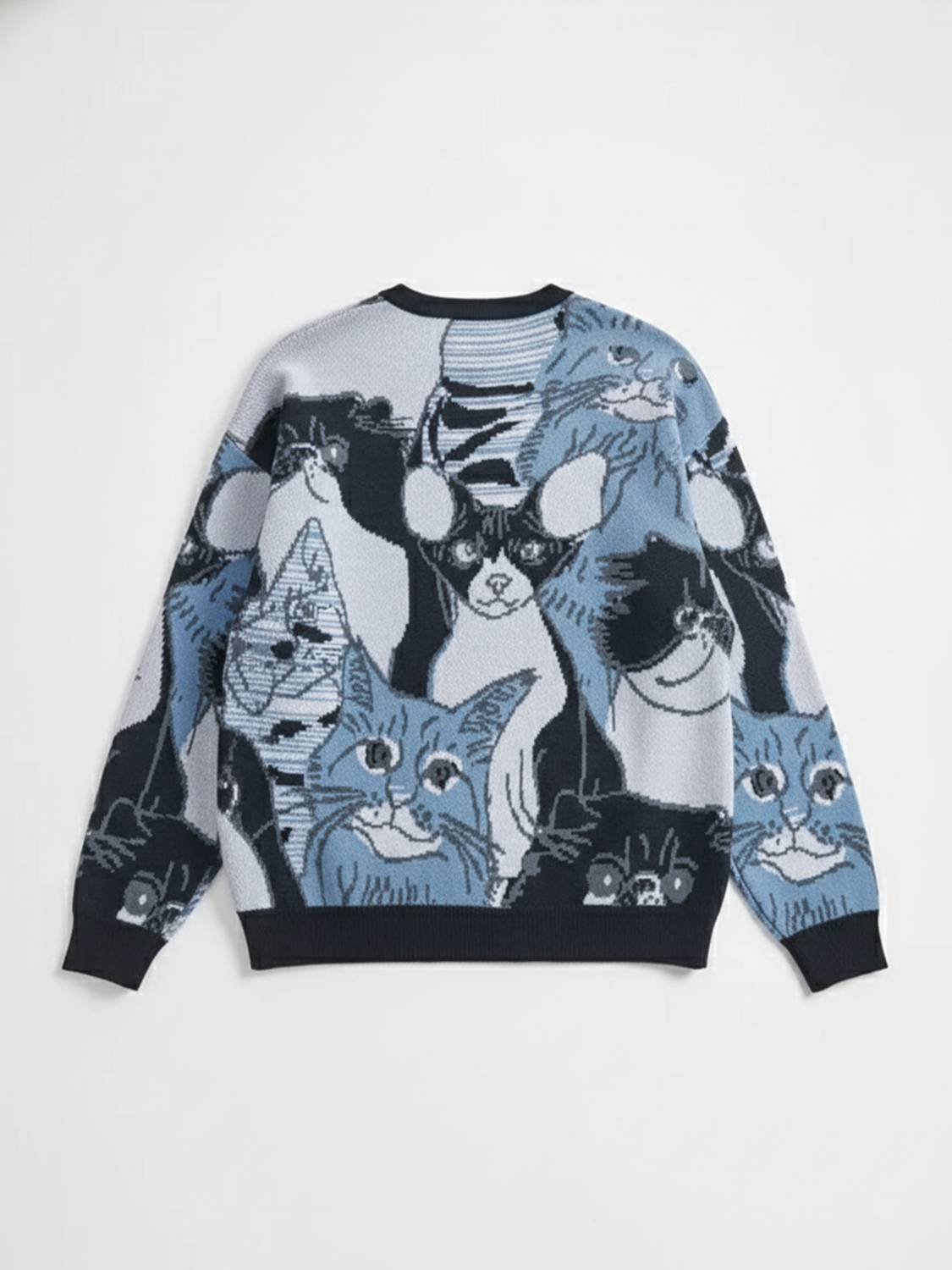 HIGHLANDER Men Blue Printed Round Neck Casual Sweater - Image 5