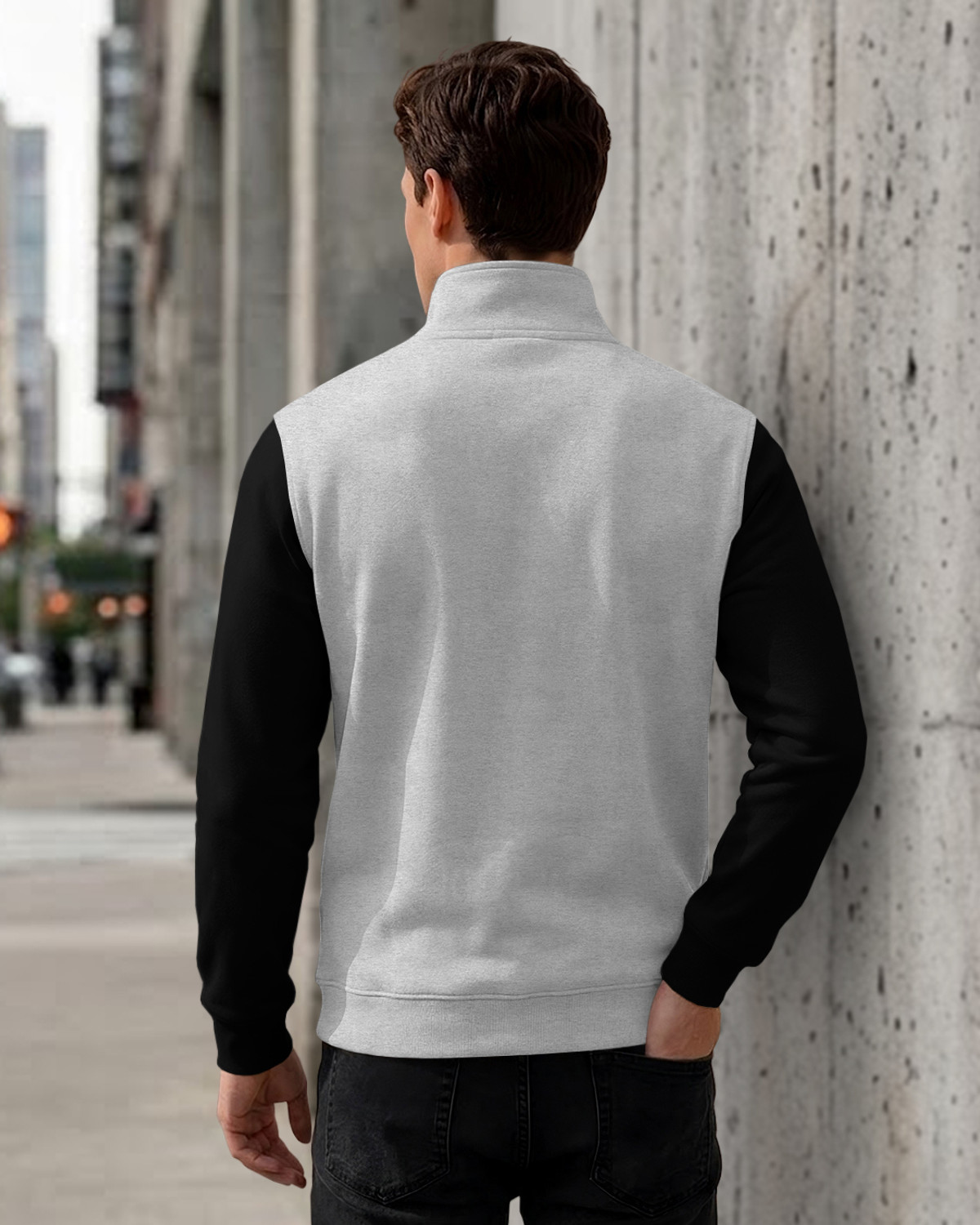Image of TRIPR Men Colorblock High Neck Grey, Black Sweater