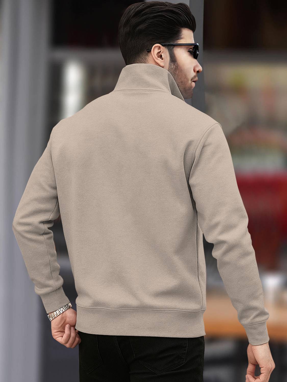 TRIPR Solid High Neck Casual Men Beige Sweater - Buy TRIPR Solid