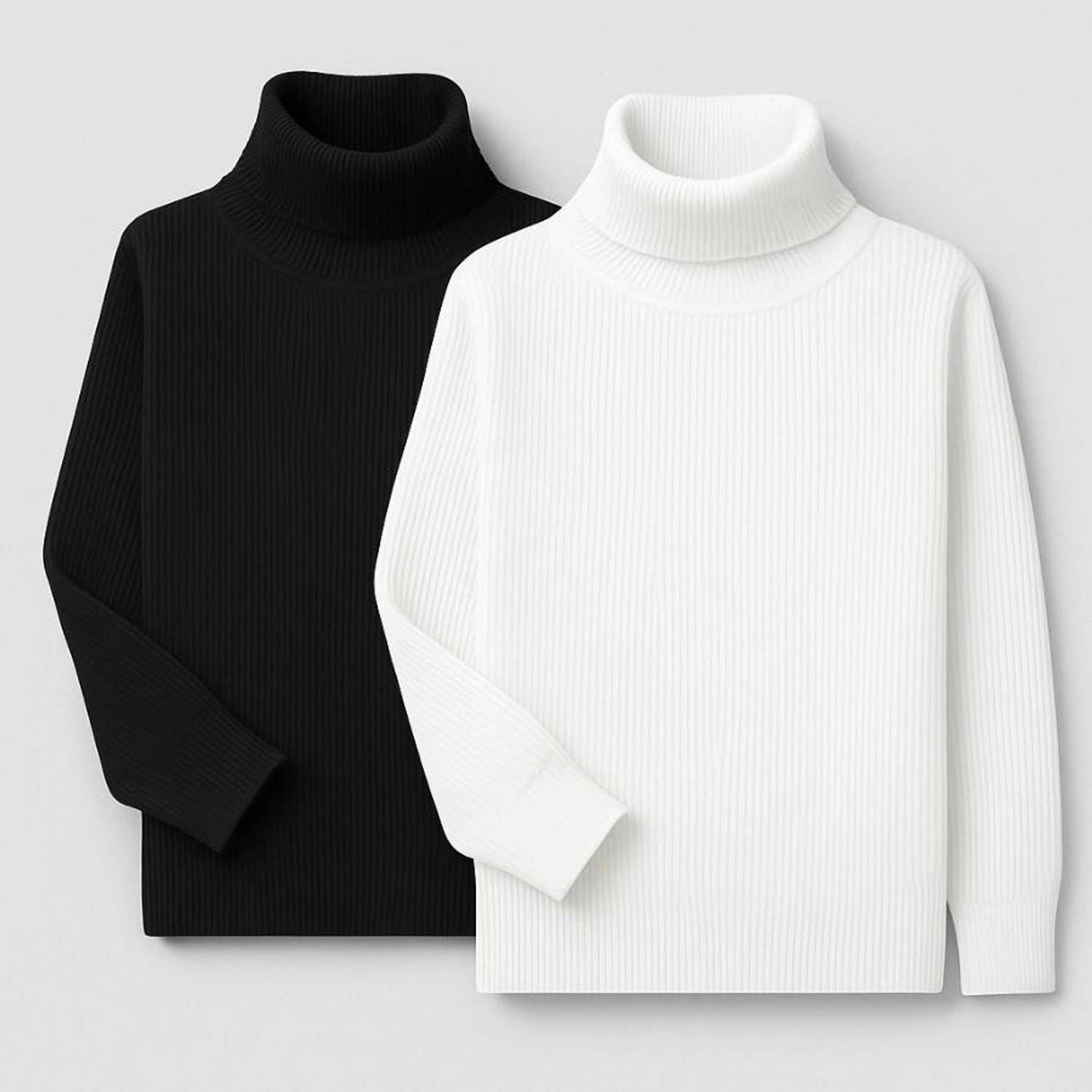 LAWAIZAGARMENTS Black, White Striped High Neck Sweater - Image 4