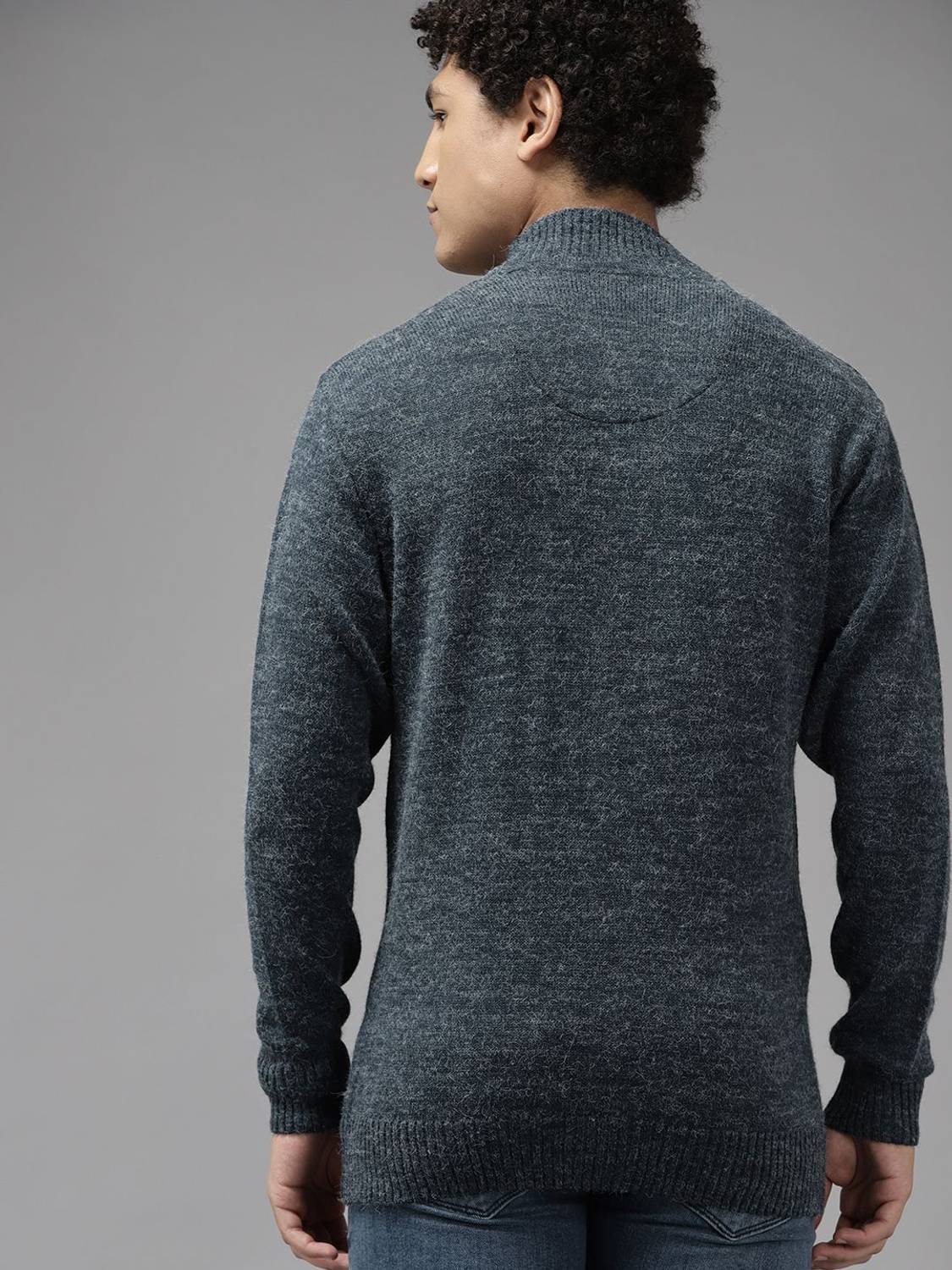 Roadster Solid Turtle Neck Casual Men Grey Sweater - Image 4