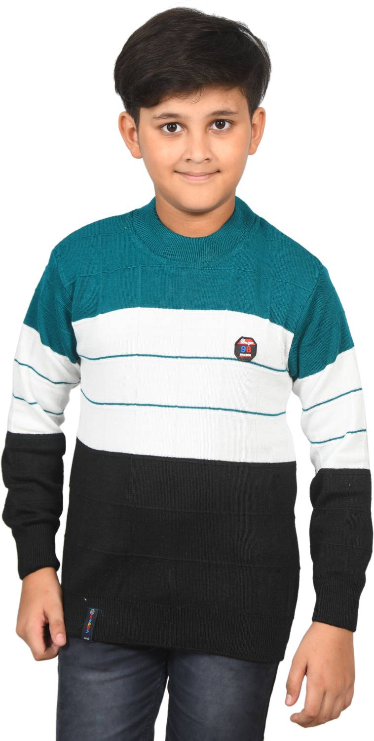 DIVYAM COLLECTION Colorblock Round Neck Party Boys Multicolor Sweater