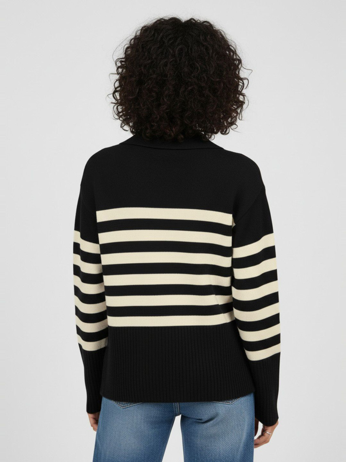 Image of Glitchez Women Colorblock Collared Neck Black Sweater