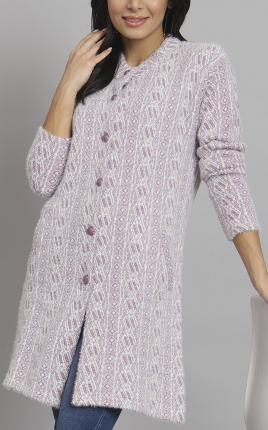 eWools Woven Round Neck Party Women Purple Sweater