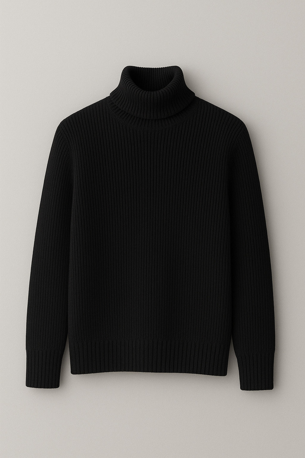 Image of NEO10 Solid Turtle Neck Formal Men Black Sweater