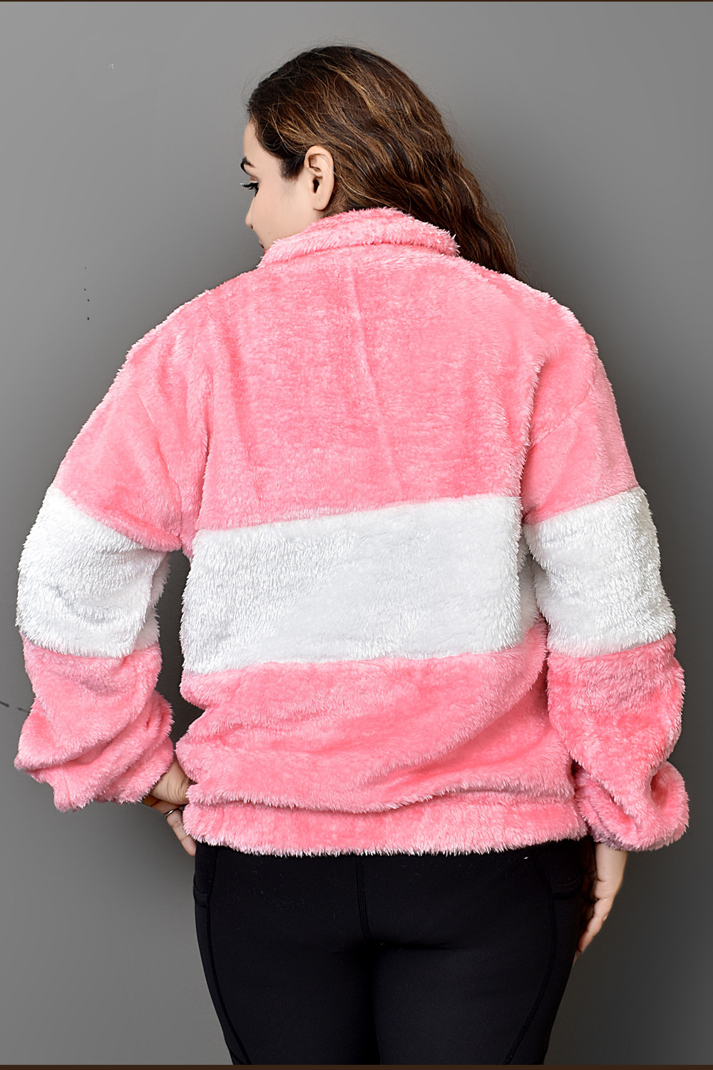 Image of LookBeautifull Solid Collared Neck Casual Women Pink, White Sweater
