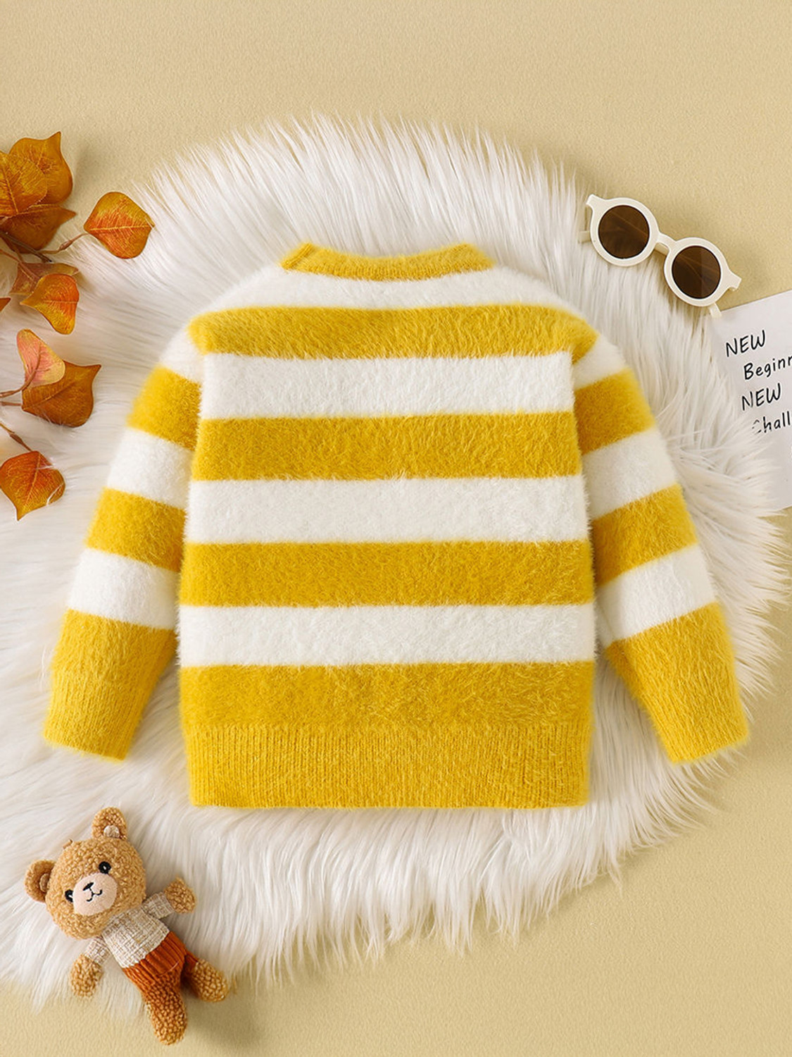 Image of Hopscotch Striped High Neck Casual Boys Yellow Sweater