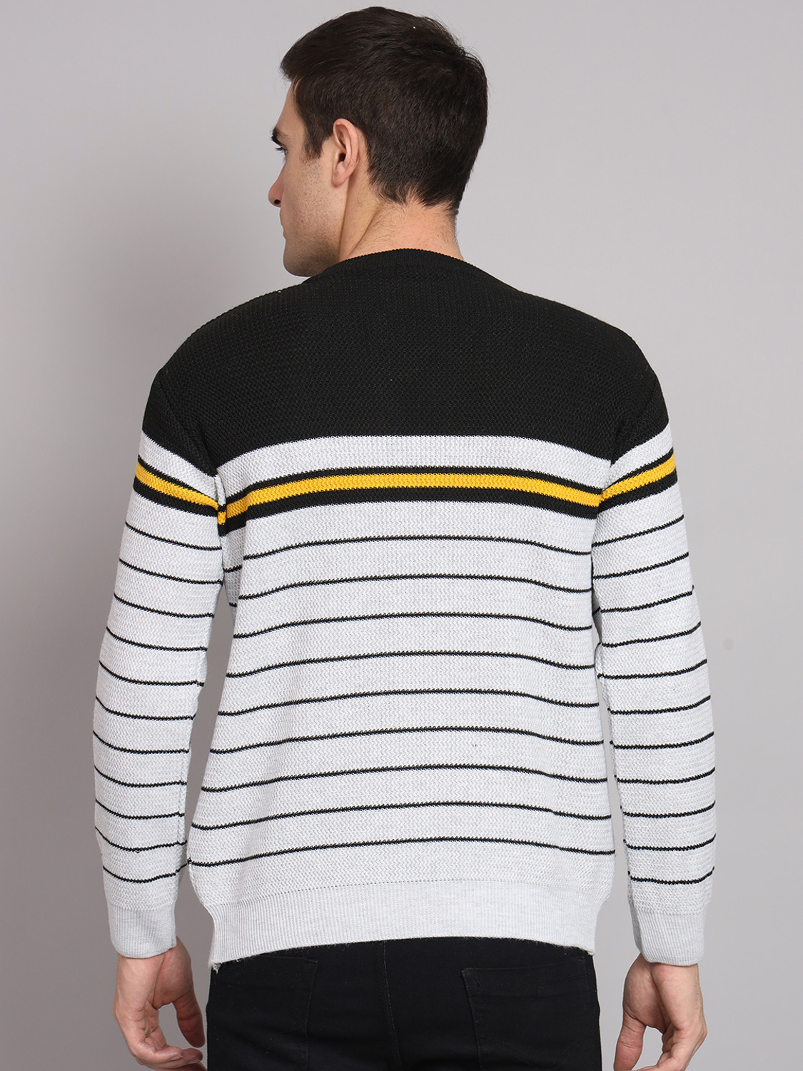 Image of eWools Striped Round Neck Casual Men Multicolor Sweater