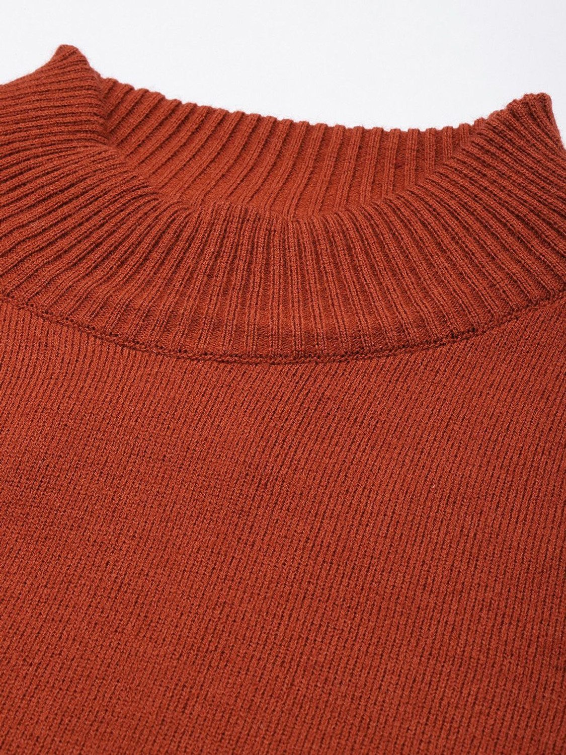Image of Roadster Solid High Neck Casual Men Red Sweater