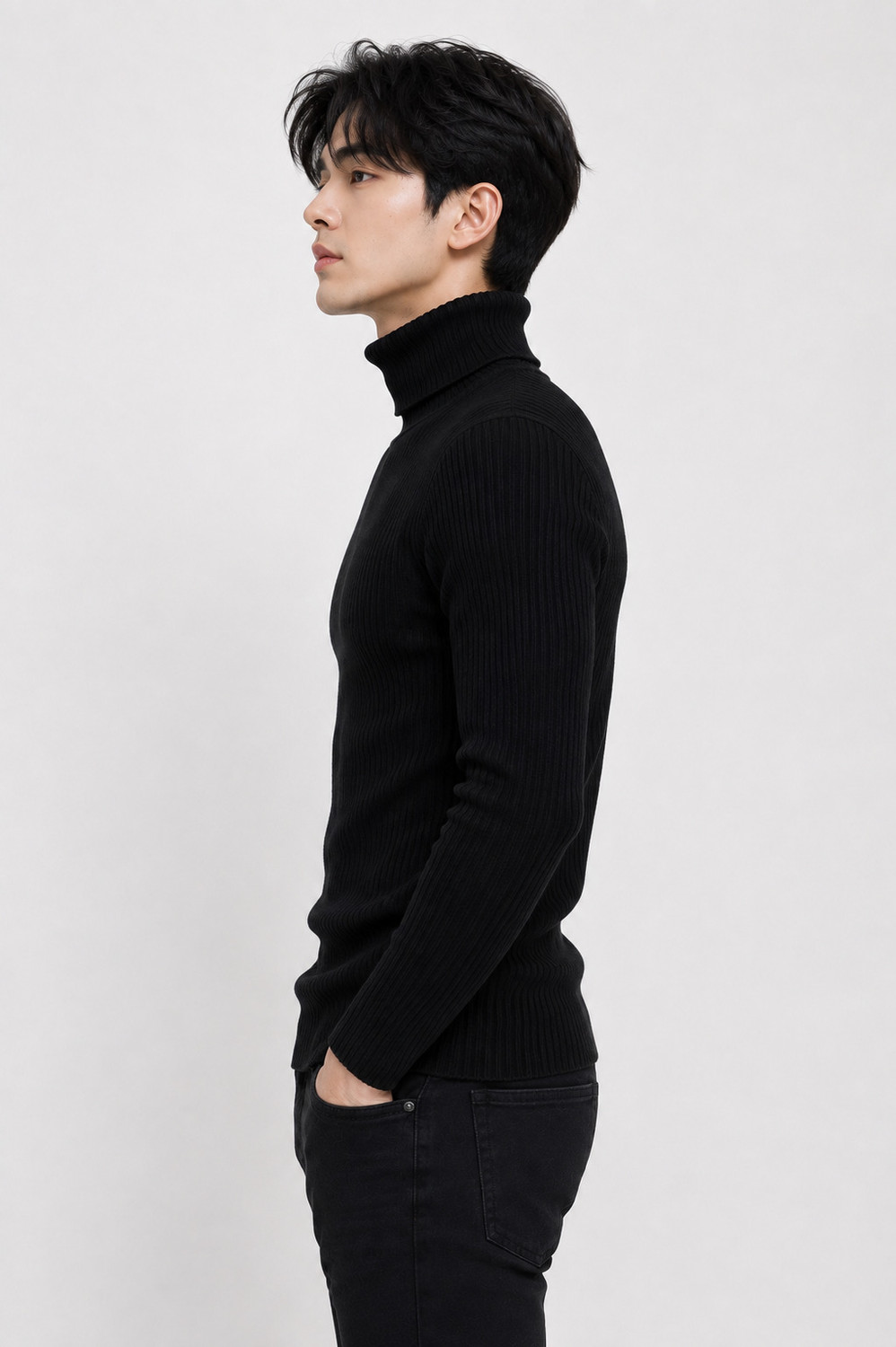 Image of Alltribe Men Self Design High Neck Black Sweater