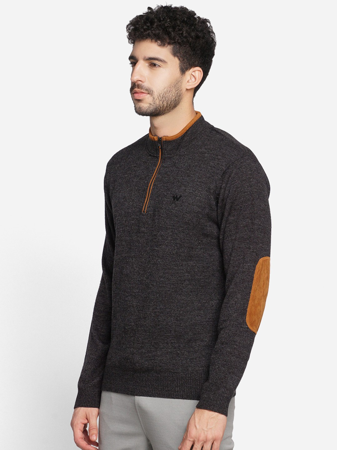 Image of Wildcraft Solid Crew Neck Casual Men Grey Sweater