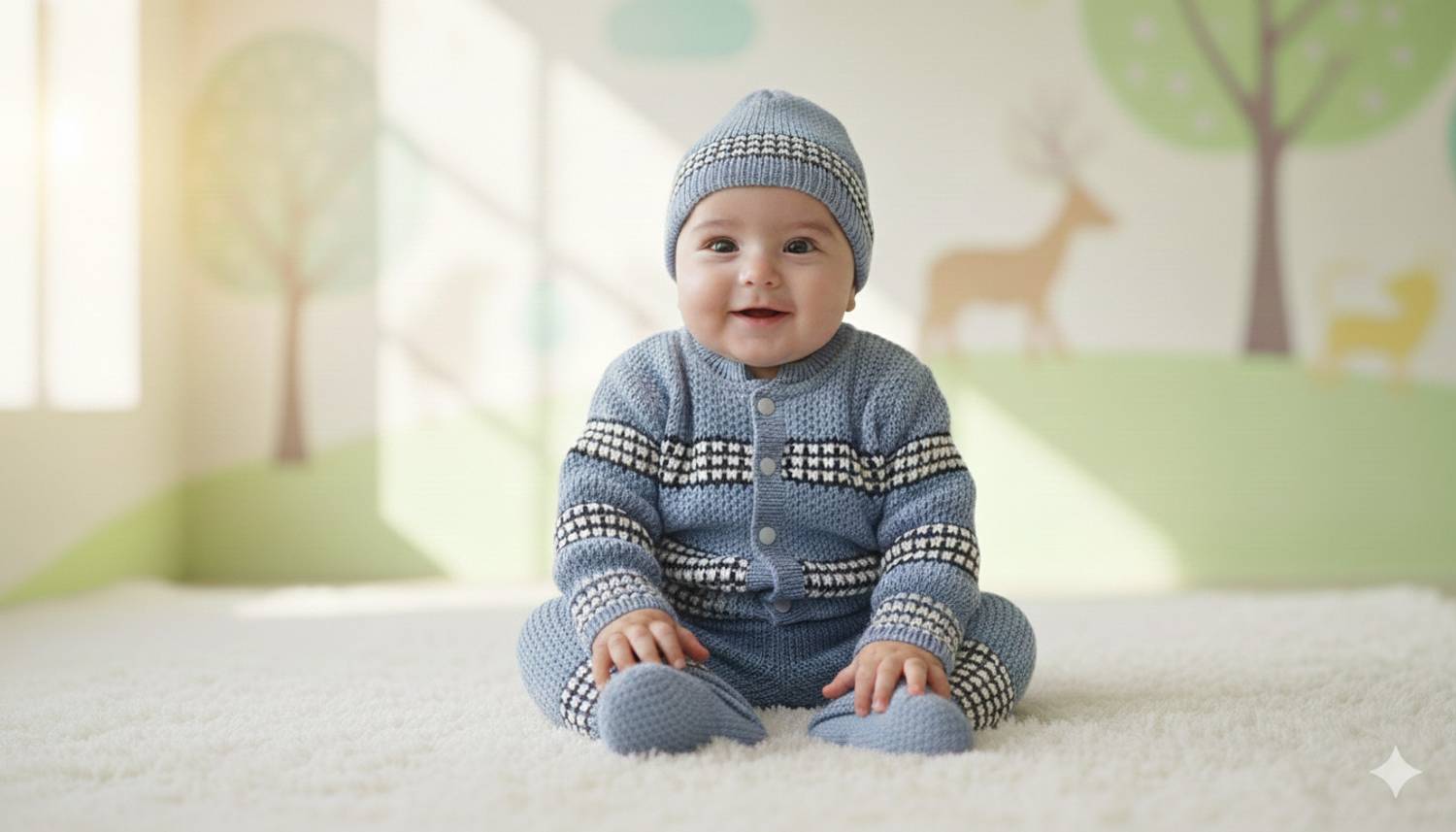 bloomkids Self Design Round Neck Casual Baby Boys & Baby Girls Grey, Multicolor Sweater