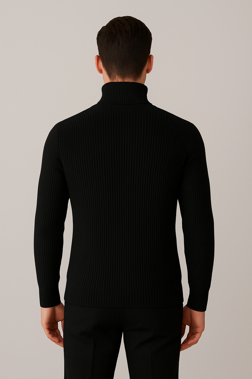 Image of NEO10 Solid Turtle Neck Formal Men Black Sweater