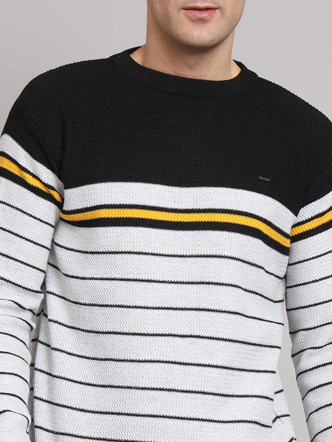 Image of eWools Striped Round Neck Casual Men Multicolor Sweater