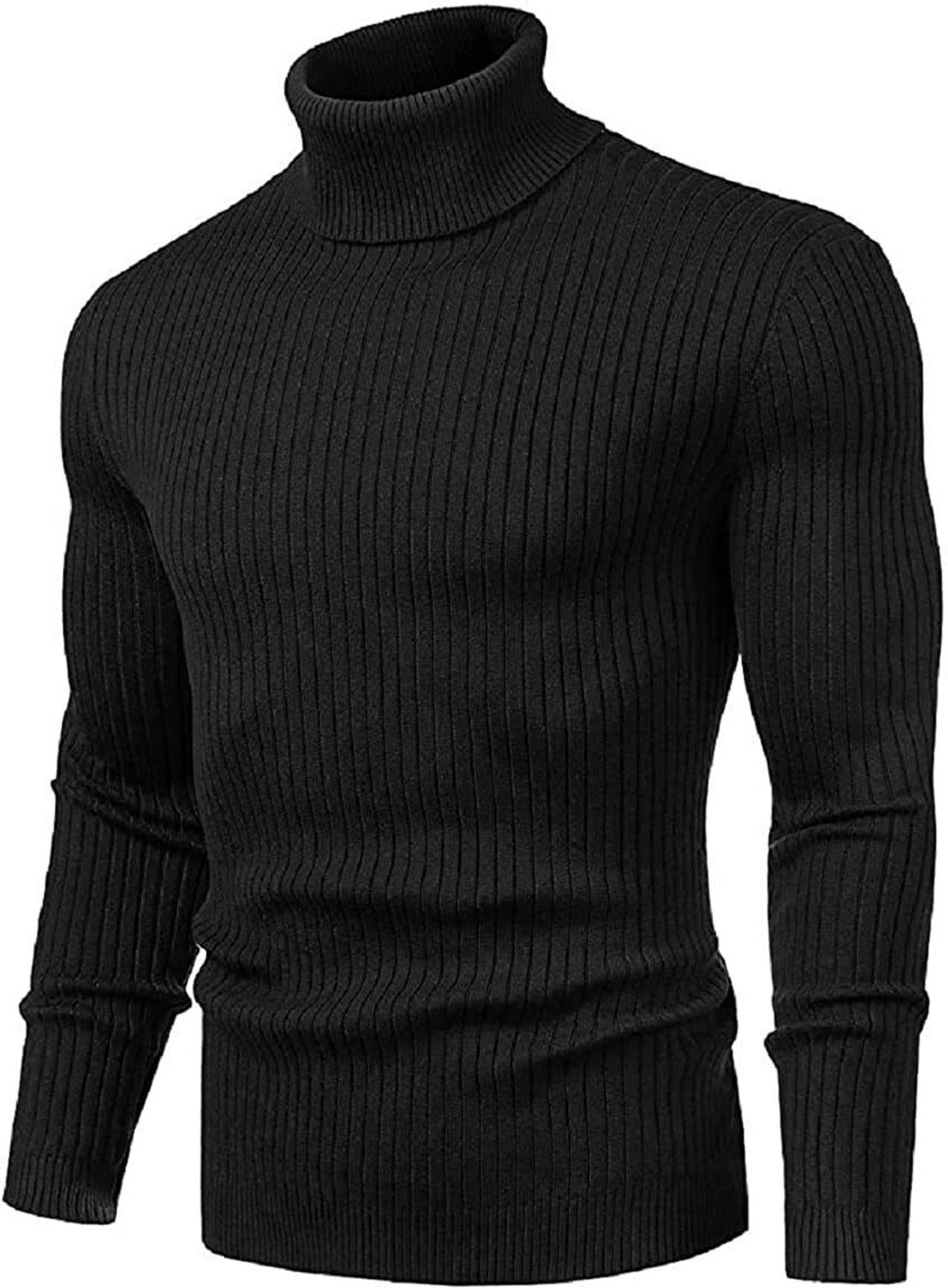Image of clothster Men Solid High Neck Black Sweater