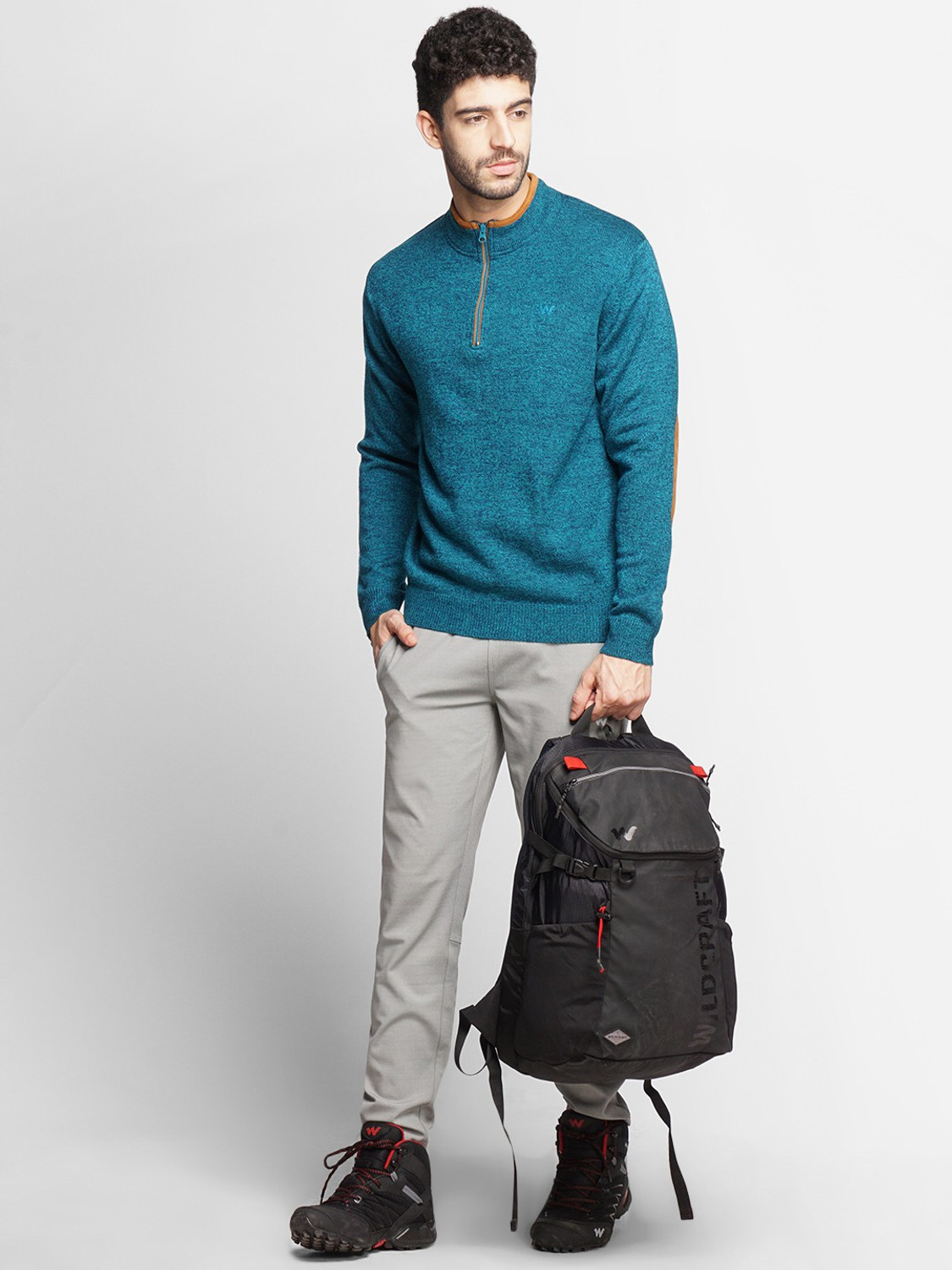 Image of Wildcraft Solid Crew Neck Casual Men Green Sweater