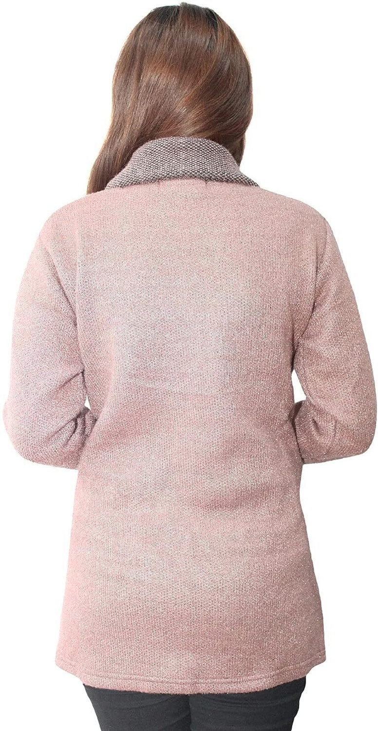 Image of Hautemoda Solid Collared Neck Casual Women Brown Sweater