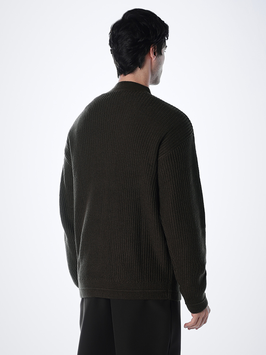 Image of JACK & JONES Self Design V Neck Casual Men Brown Sweater