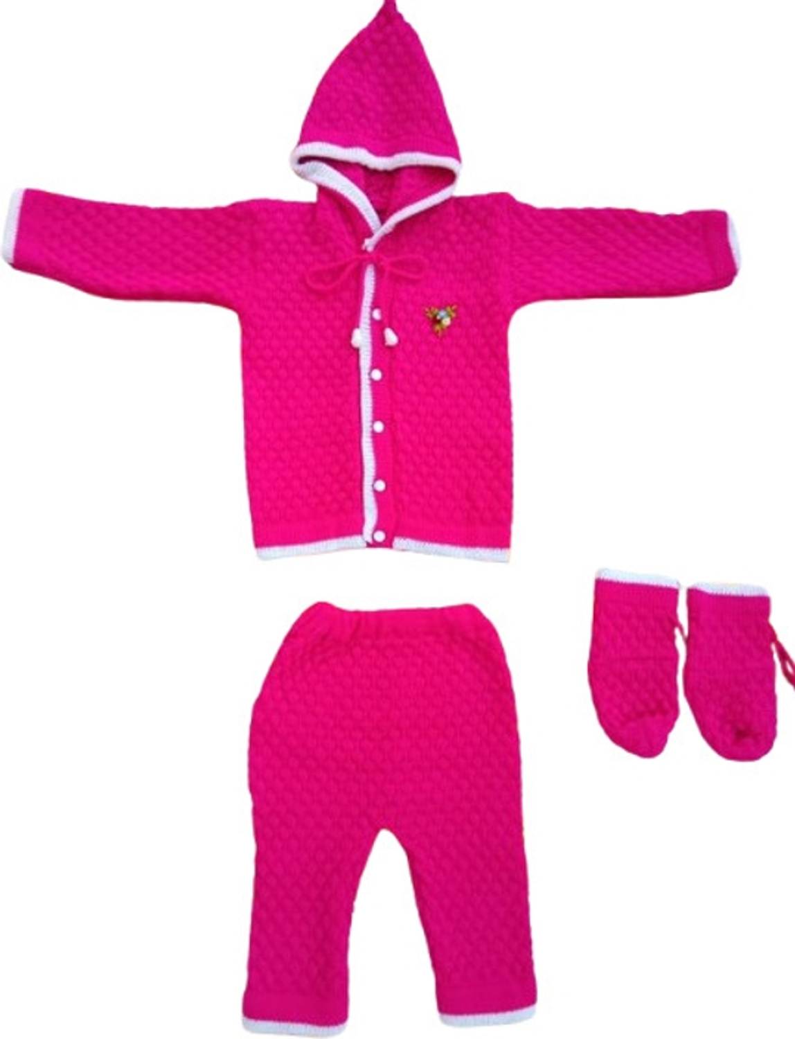 Ajsons Fashion Woven Hooded Neck Casual Baby Boys & Baby Girls Pink Sweater