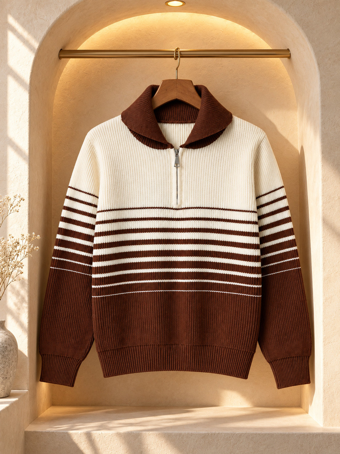 Image of Purple Imli Women Striped Collared Neck Multicolor Sweater