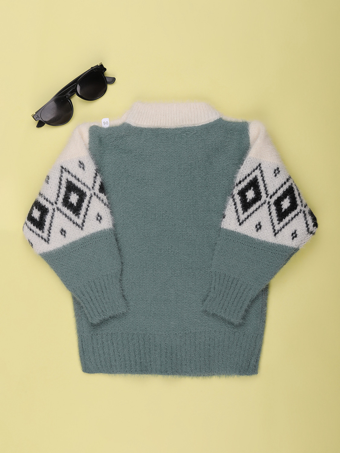 Image of V-MART Boys Printed Round Neck Green Sweater