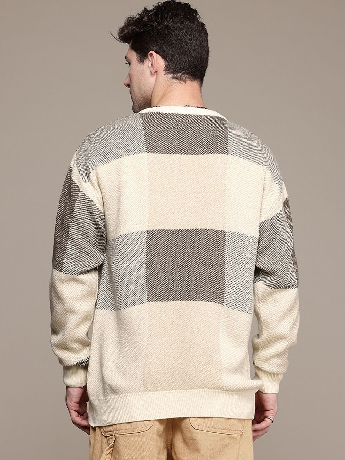 Image of Roadster Self Design Round Neck Casual Men Green Sweater