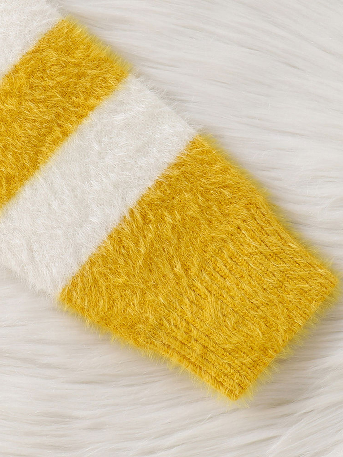 Image of Hopscotch Striped High Neck Casual Boys Yellow Sweater