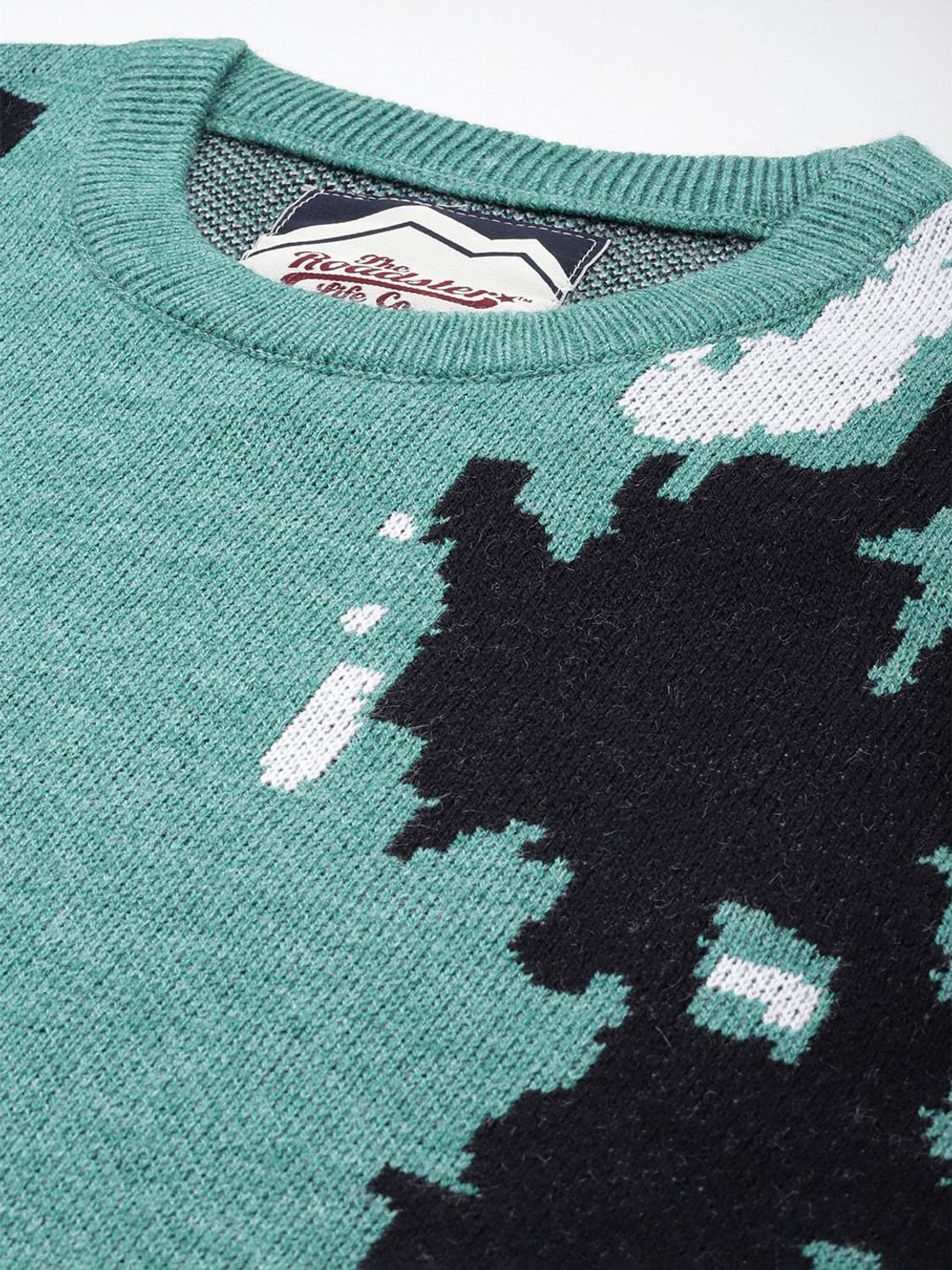 Image of Roadster Printed Round Neck Casual Men White Sweater