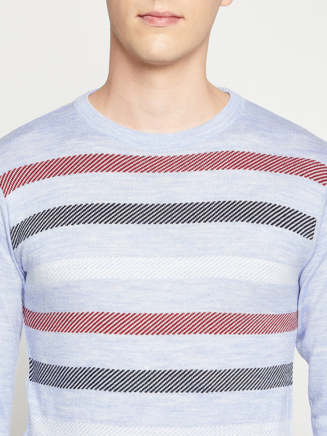Image of DUKE Striped Round Neck Casual Men Multicolor Sweater