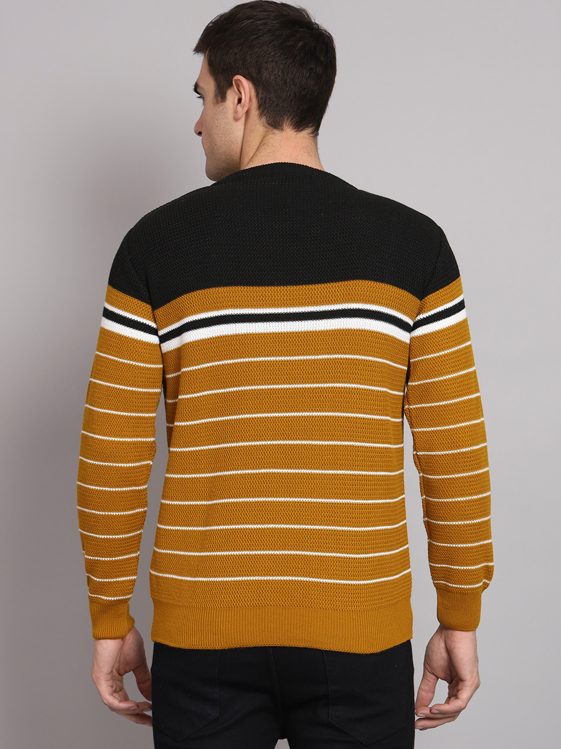 Image of eWools Striped Round Neck Casual Men Multicolor Sweater