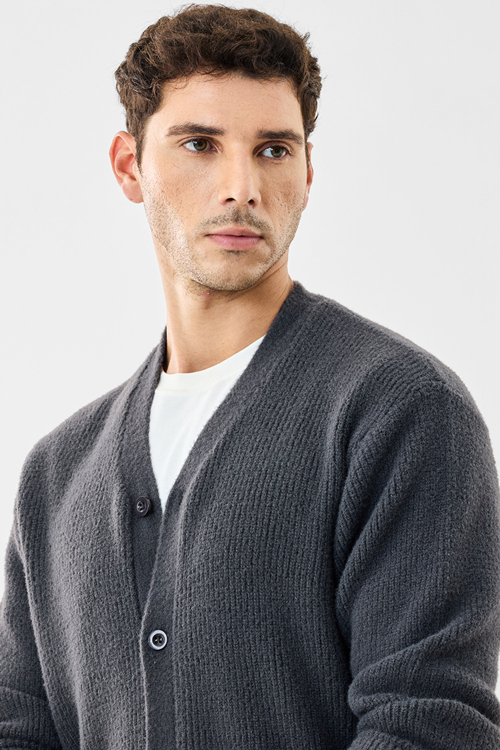 Image of Snitch Men Self Design V Neck Grey Sweater