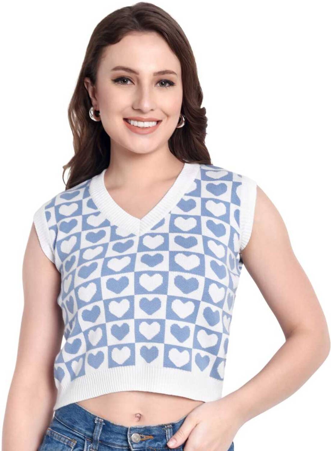 Aarnits Printed V Neck Formal Women Multicolor Sweater