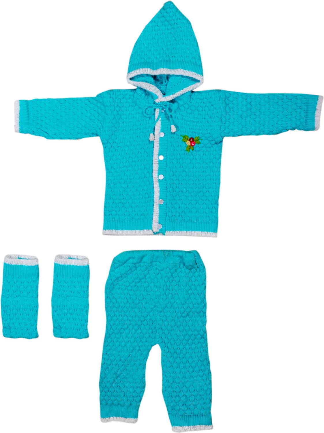 Ajsons Fashion Woven Hooded Neck Casual Baby Boys & Baby Girls Light Blue Sweater