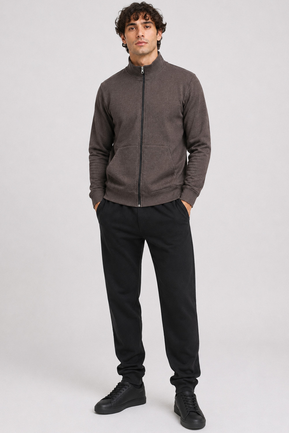 Image of GYRFALCON Full Sleeve Self Design Men Sweatshirt