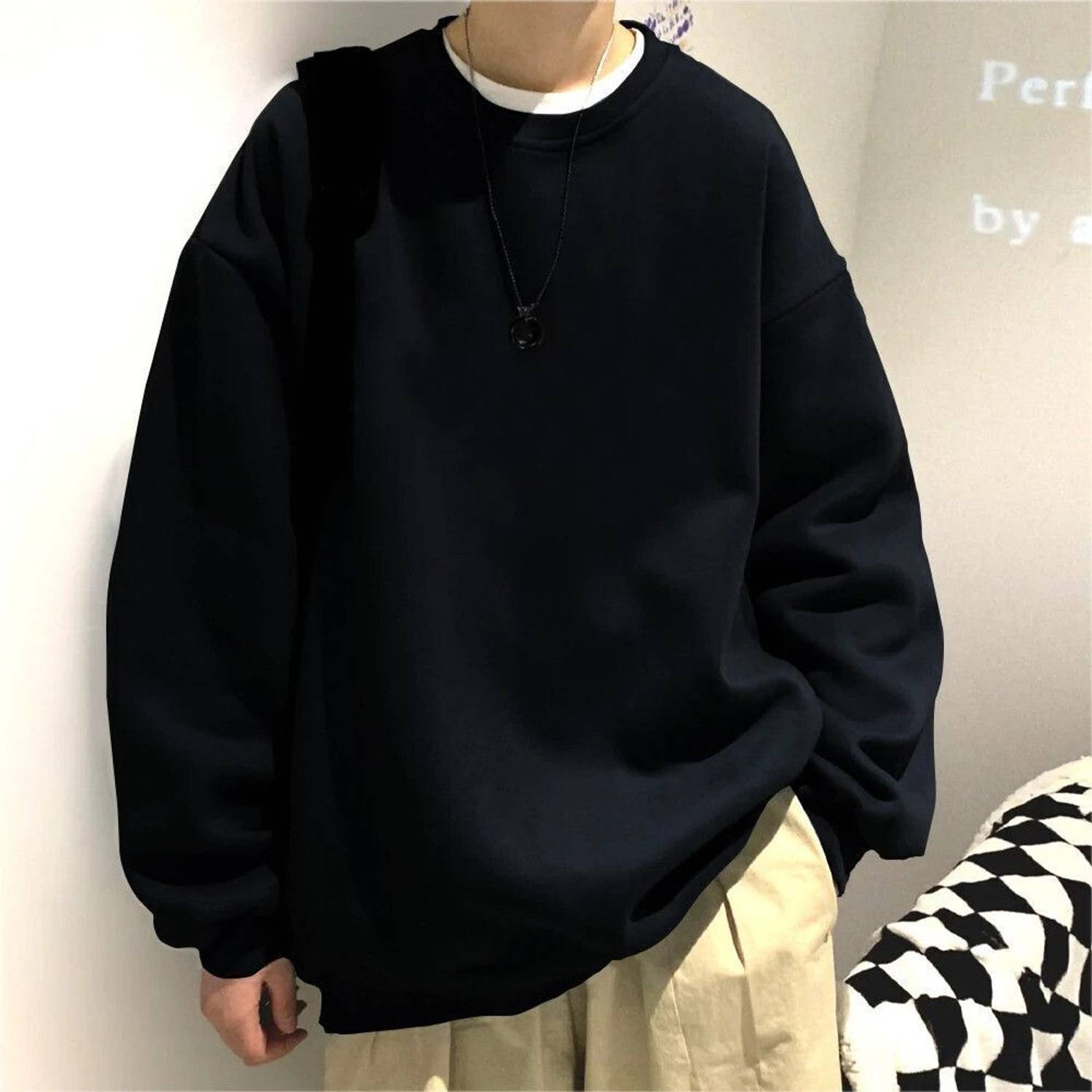 SONIBROS Men Full Sleeve Solid Sweatshirt - Image 1
