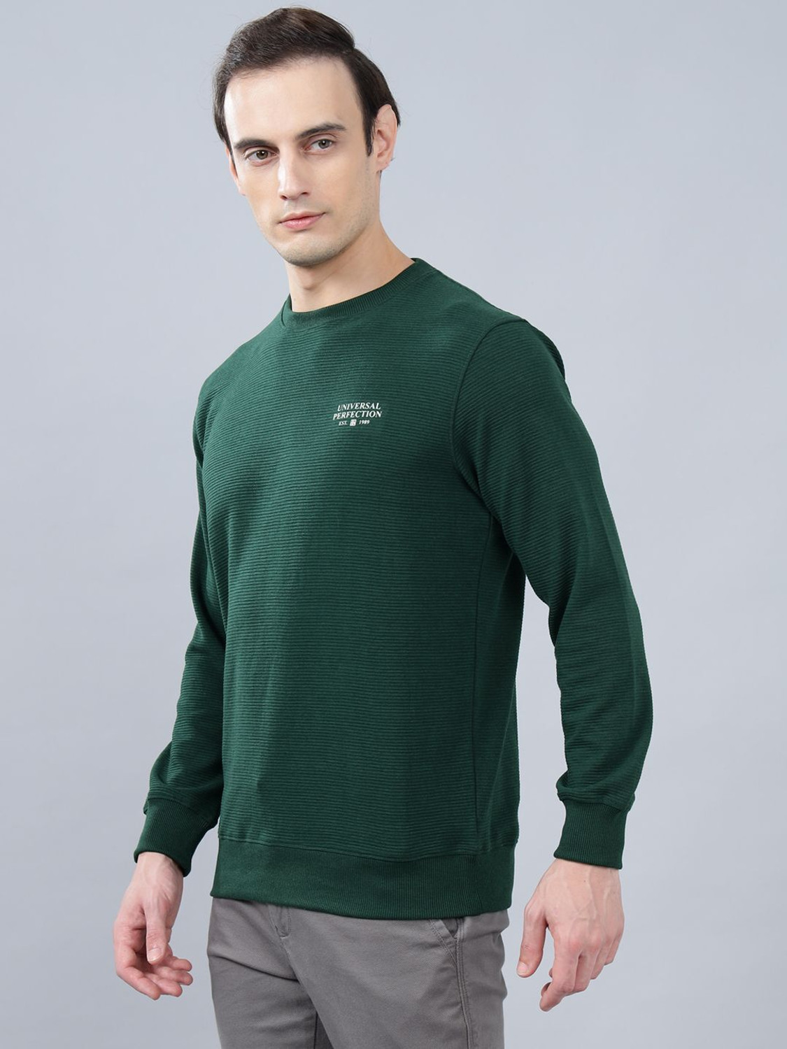 Image of CANTABIL Full Sleeve Self Design Men Sweatshirt