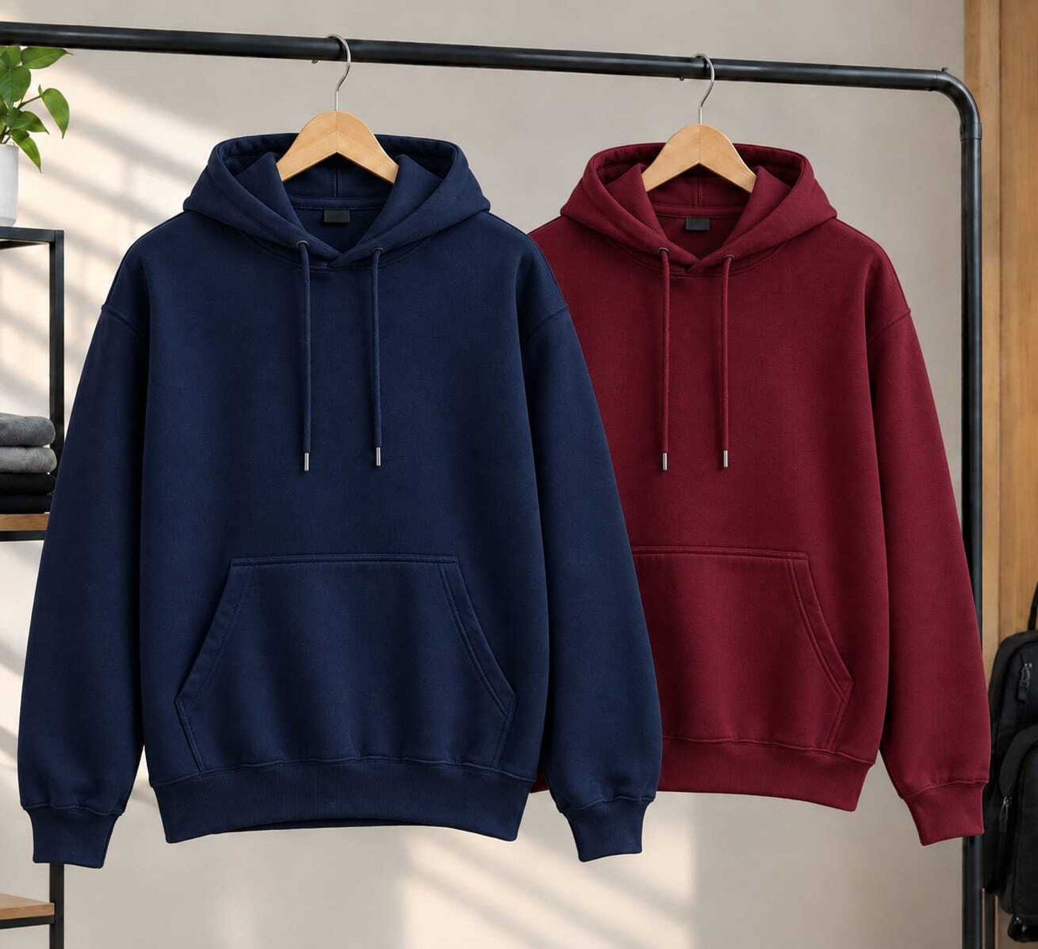 Image of OYWU Men & Women Full Sleeve Solid Hooded Sweatshirt