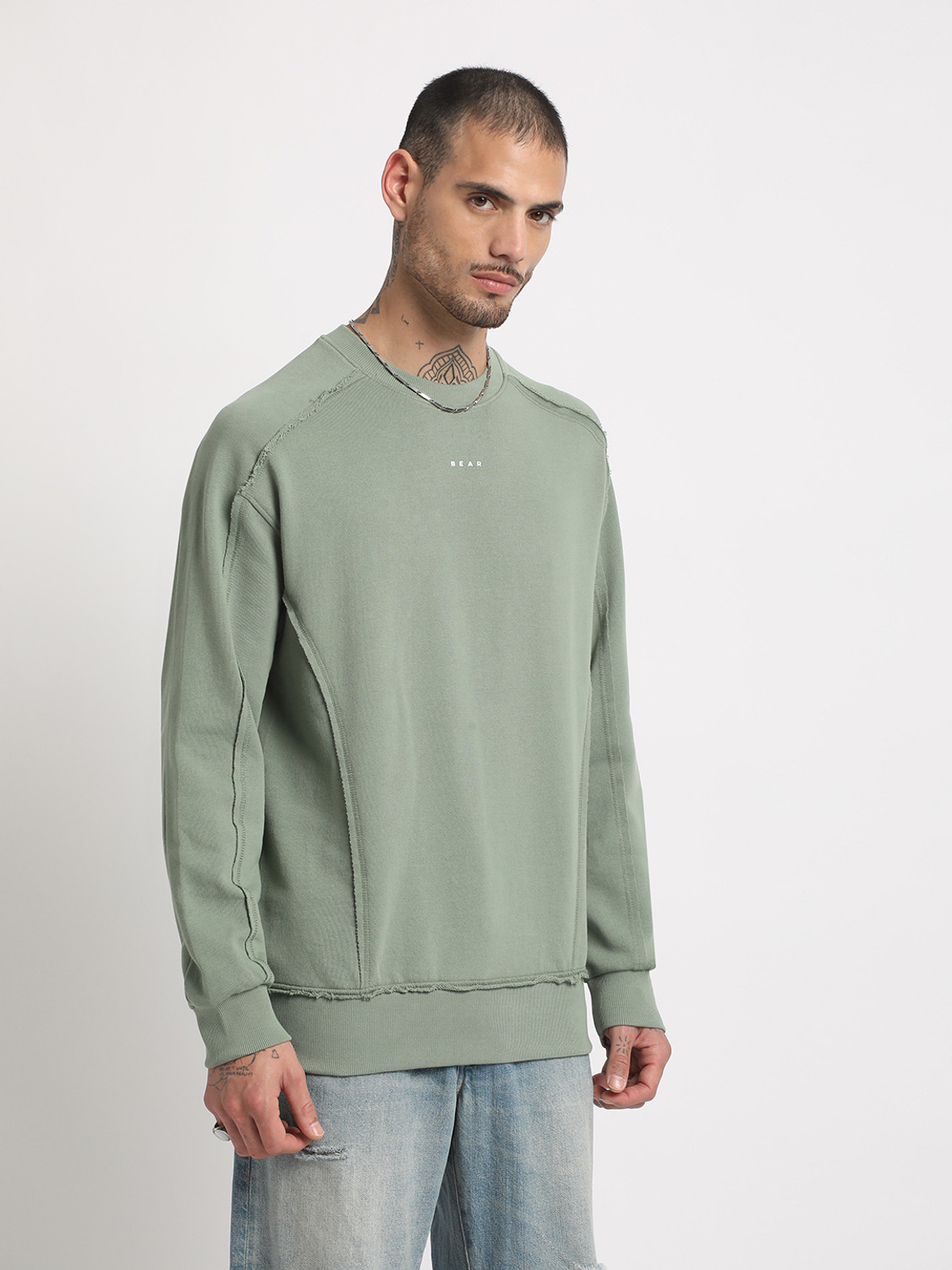Image of THE BEAR HOUSE Full Sleeve Solid Men Sweatshirt