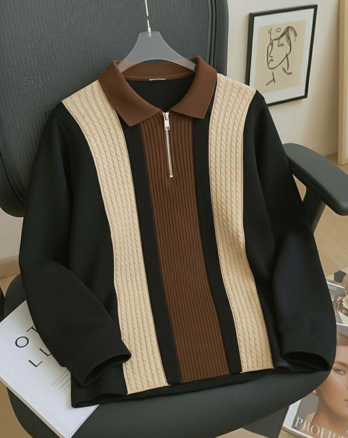 Image of AUSK Full Sleeve Striped Men Sweatshirt