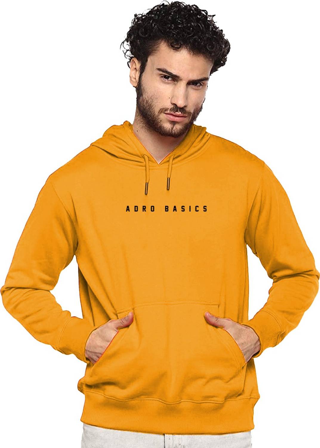 ADRO BASICS Men Full Sleeve Solid Hooded Sweatshirt