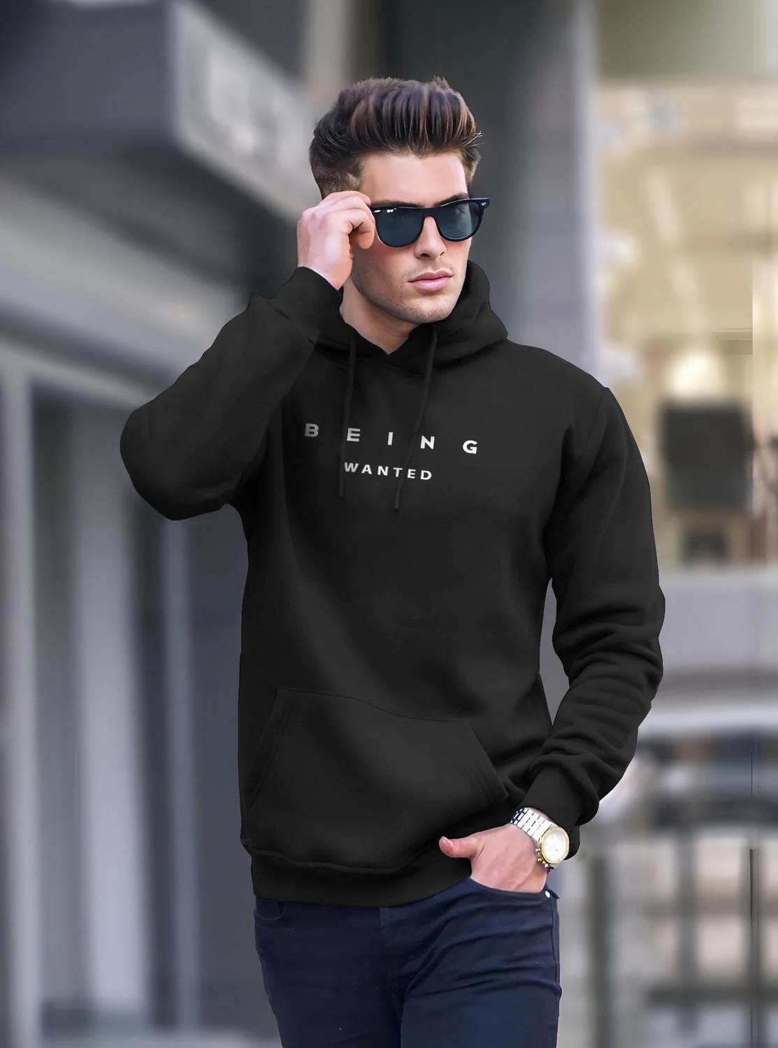 BEING WANTED Full Sleeve Printed Men Sweatshirt