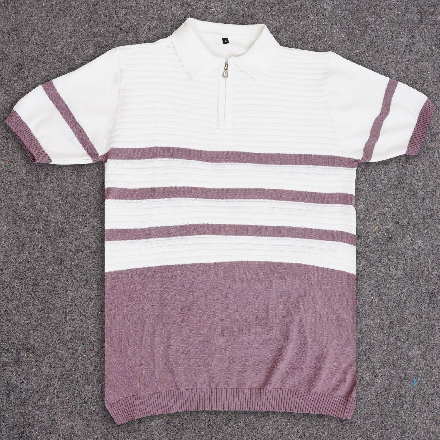 Image of Lolark Striped Round Neck Casual Men Pink Sweater