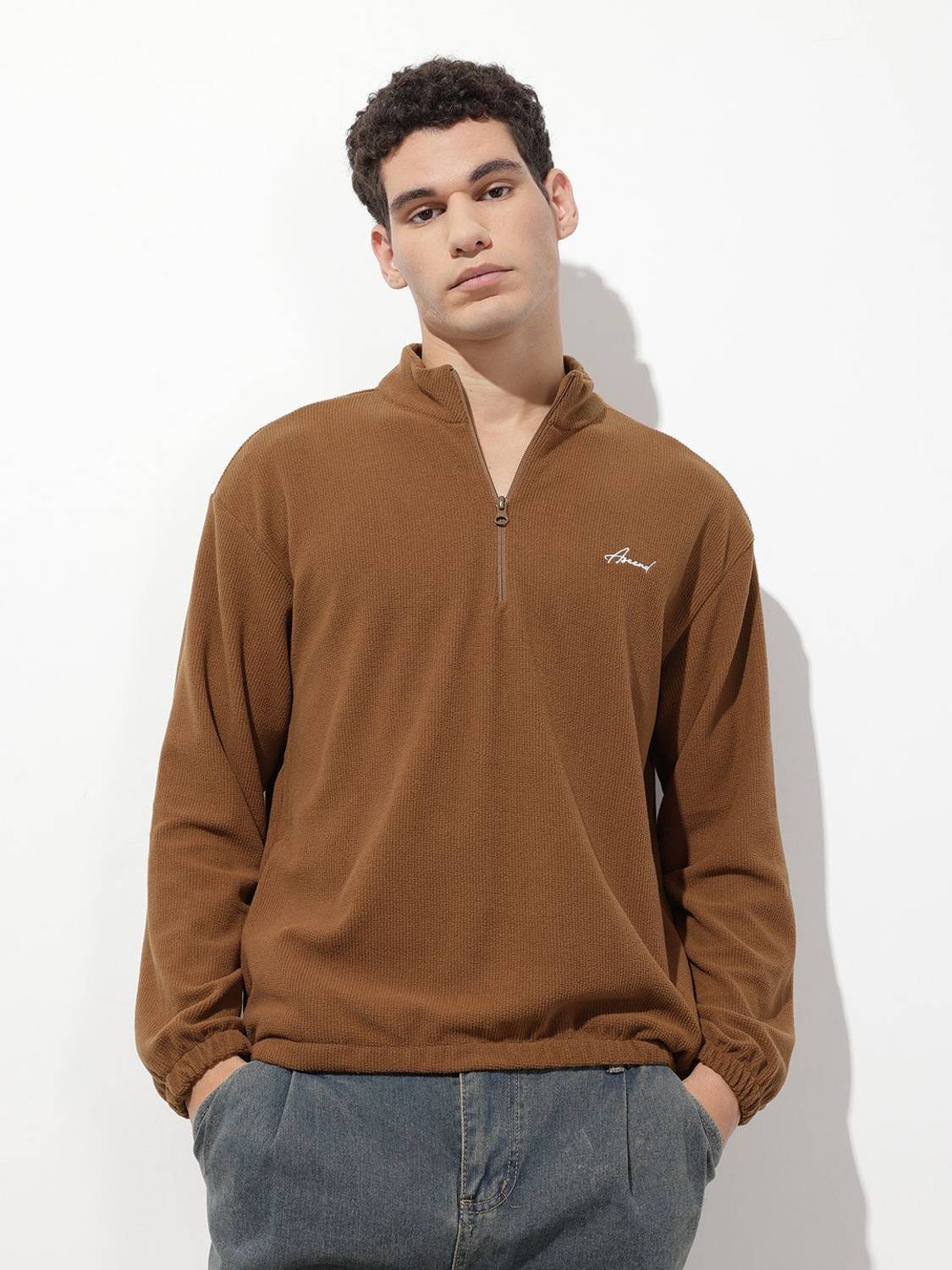 Roadster Men Self Design Full Sleeve Sweatshirt - Image 3